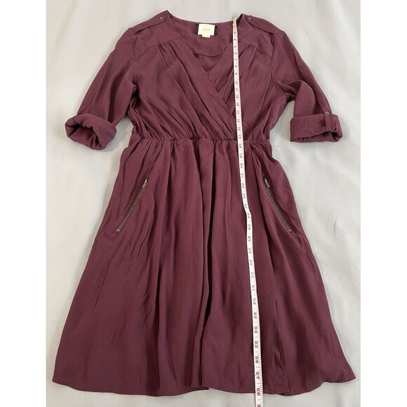MAEVE ANTHROPOLOGIE BURGUNDY DRESS V-NECK BOHO SIZE MEDIUM - Picture 6 of 16